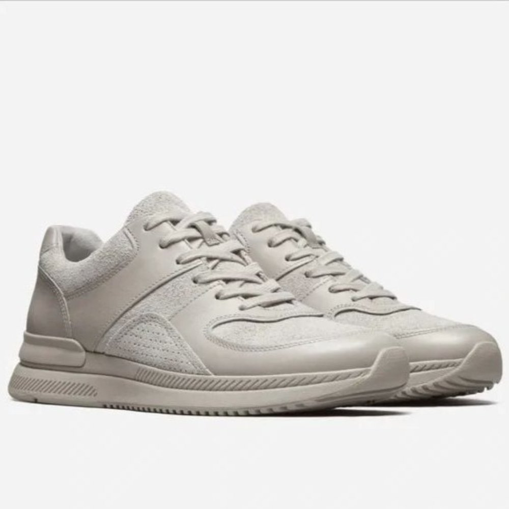 Everlane The Trainer Suede Leather Lace Up Sneakers Grey